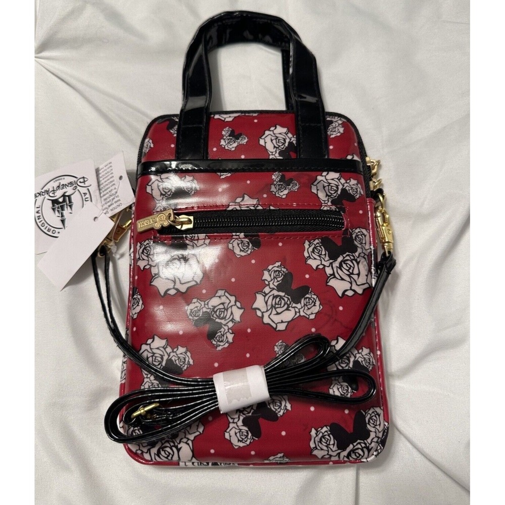 New Authentic Original Disney Parks Tablet Case 7x5x5 Red Mini Mouse Flowers